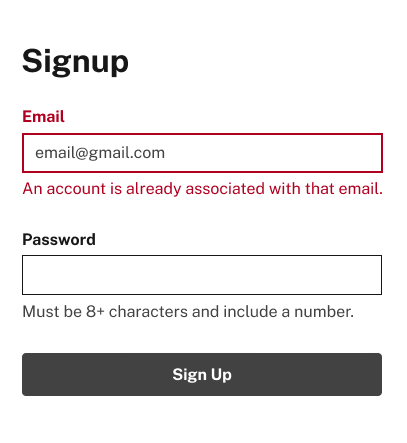 sign up page example with red box