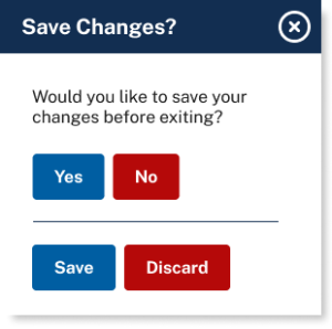 popup example for Save Changes